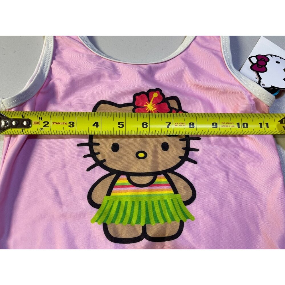 Hello Kitty Pink Girls 7/8 One-Piece Swimsuit With Hawaiian Design - Picture 6 of 11